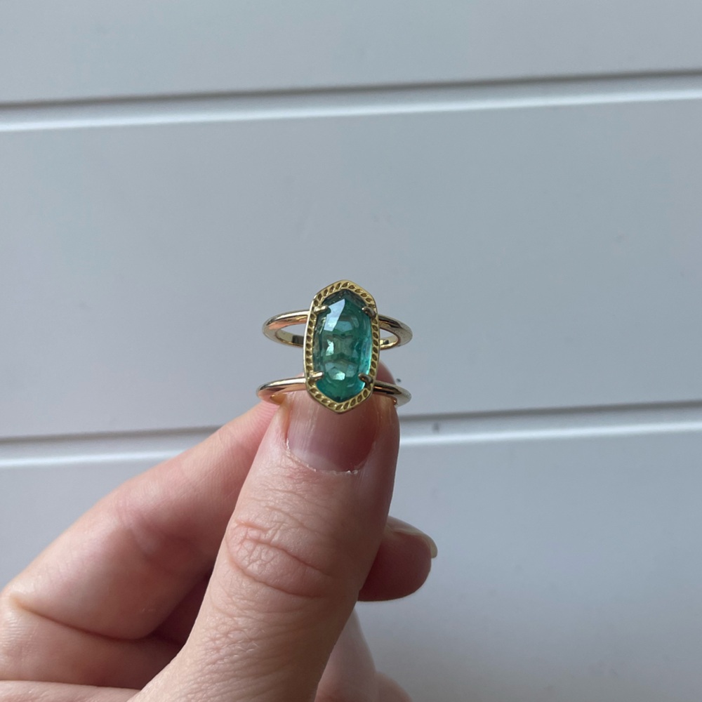 Kendra Scott Elyse 18k Gold Vermeil Double Band Ring in Genuine Turquoise
